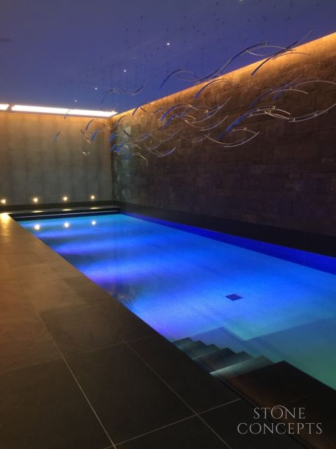 Black Feature Wall Swimming Pool Hampstead 