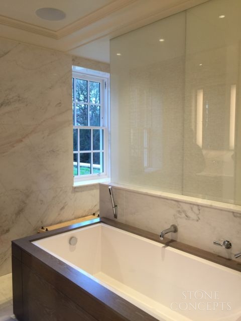 Book Matched Master Bathroom Hampstead Part View